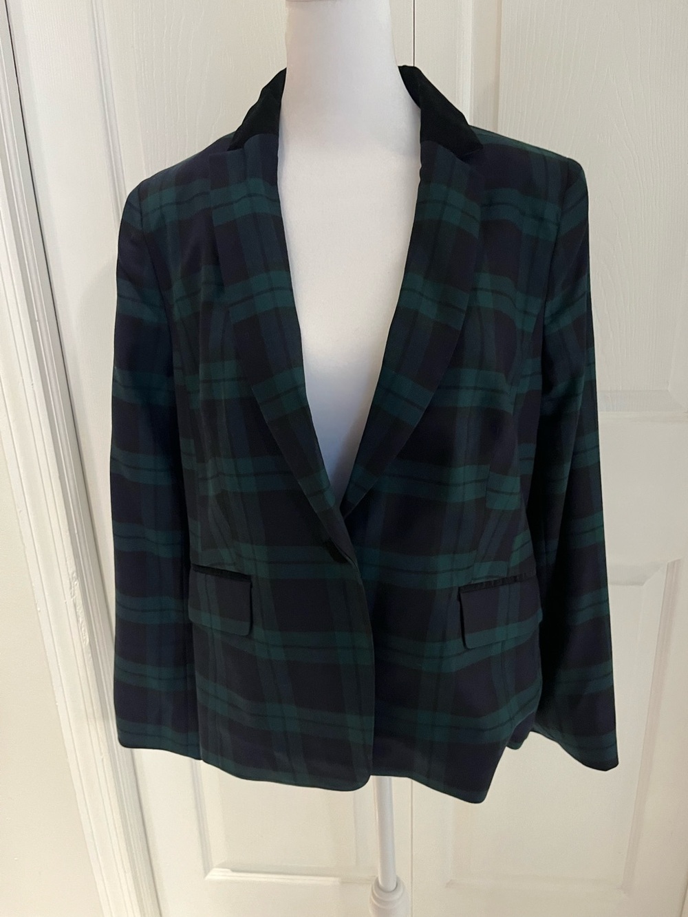 Talbots Blackwatch Plaid Blazer in Navy and Green
